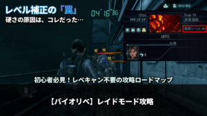 「レイドモード「レベル補正」の仕様と対策：レベルキャンセラーは不要？」と書かれた、バイオハザードリベレーションズ レイドモード攻略記事のアイキャッチ画像
